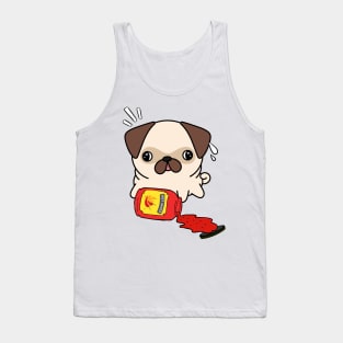 Funny Pug Spilled Hot Sauce Tank Top